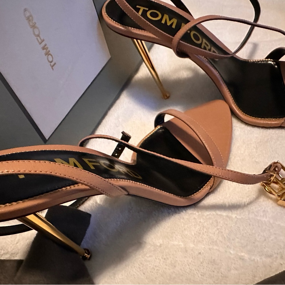 TOM FORD LEATHER PADLOCK POINTY NAKED SANDAL - For Sale